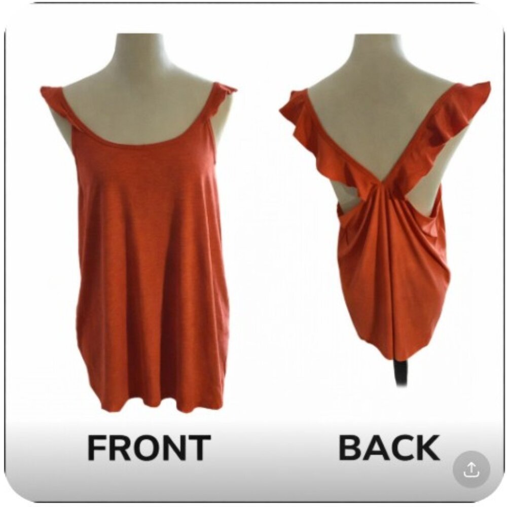 Old Navy Racer Back Tank Womens XL Coral Color Top Ruffled Straps